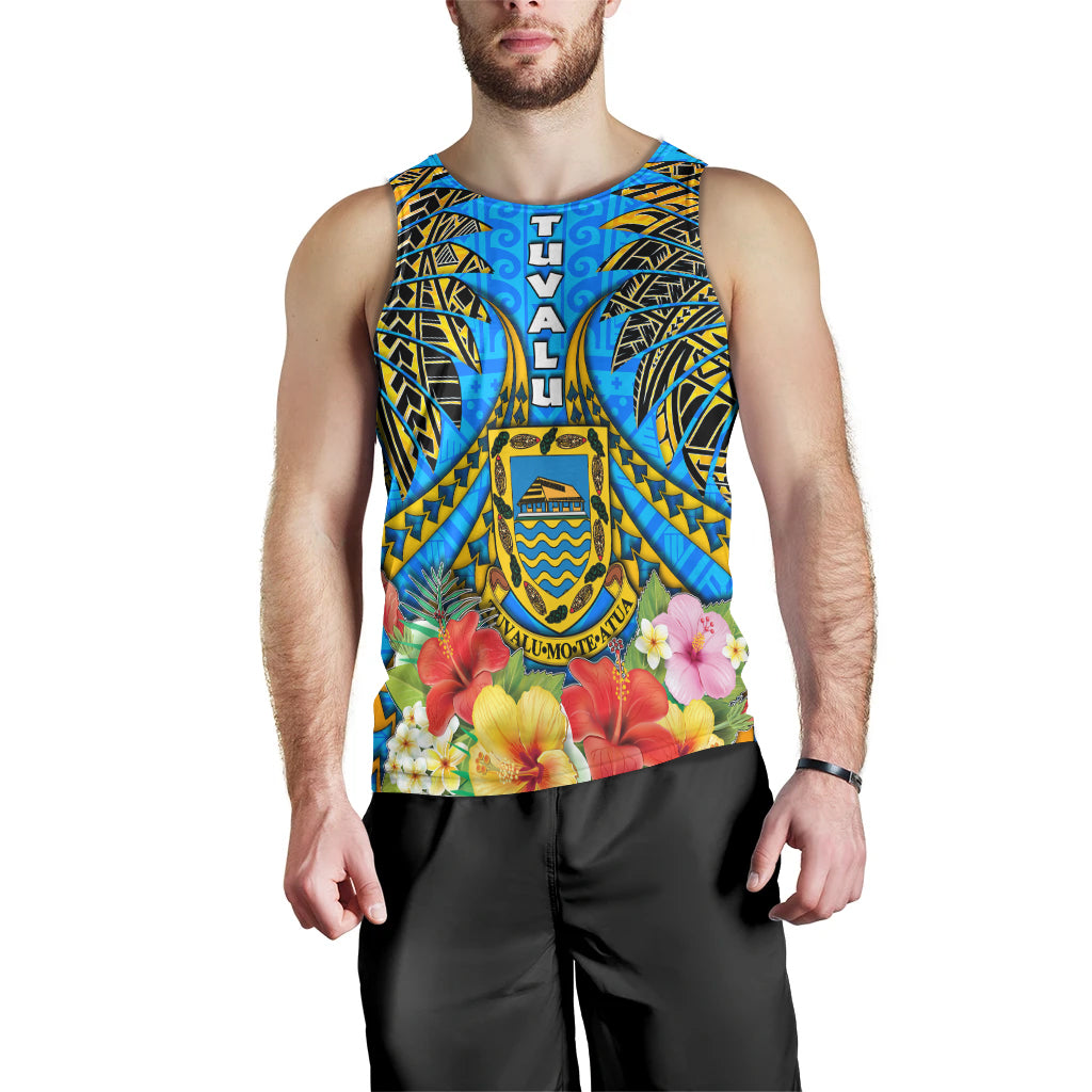 Tuvalu Polynesian Men Tank Top - Tuvalu Independence Day with Polynesian Hibiscus