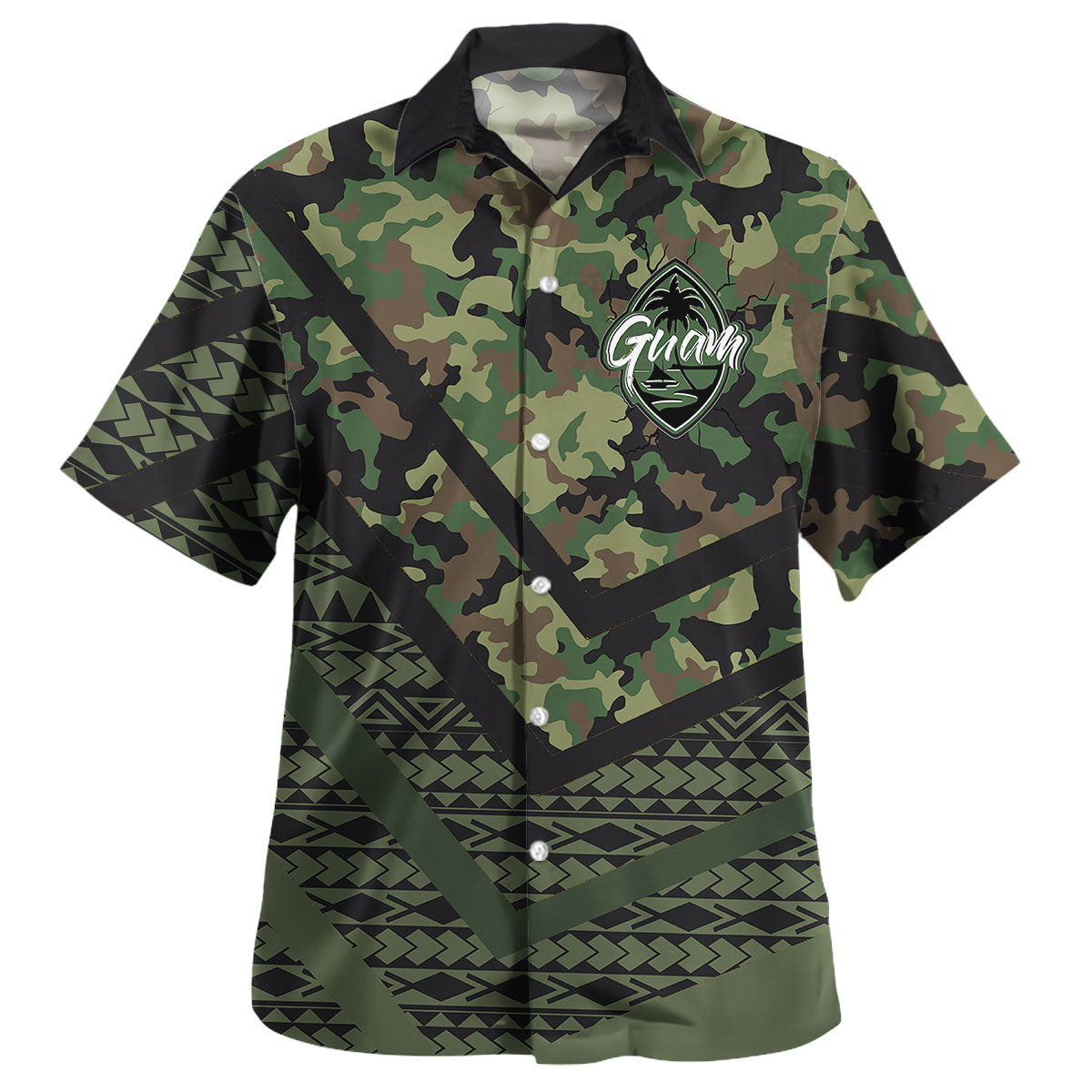 Guam Short Sleeve Shirt - Custom Guam Camo Deluxe Polynesian Tattoo