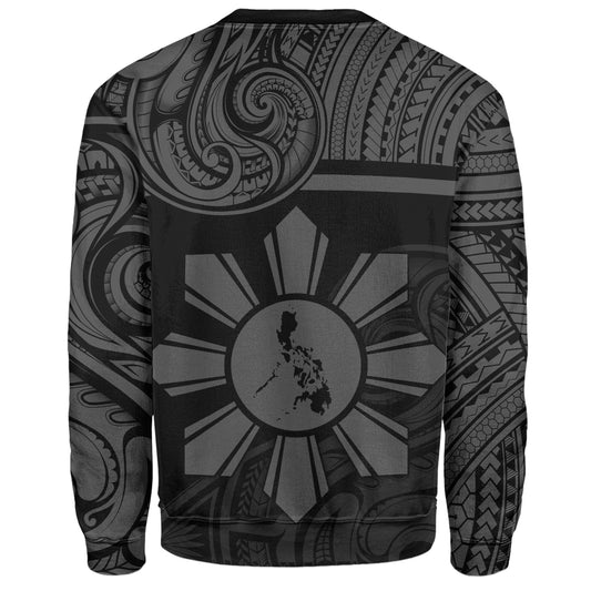 Philippines Filipinos Sweatshirt Polynesian Tribal Sun And Map Original Style