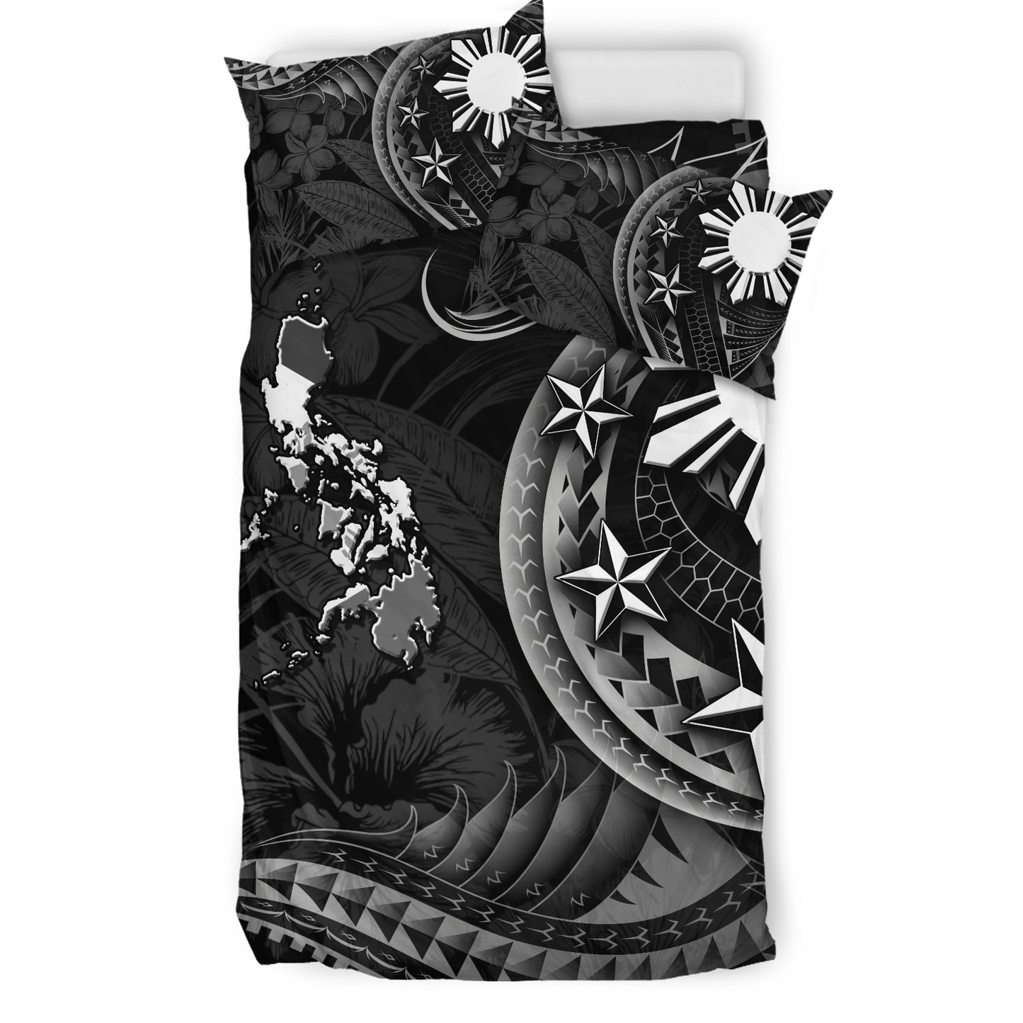 Philippines Filipinos Bedding Set Philippines Sun Tribal Patterns Tropical Flowers Curve Style