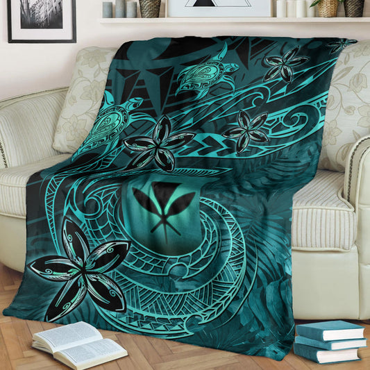 Hawaii Premium Blanket Kanaka Maoli Tropical Leaves Polynesian Pattern