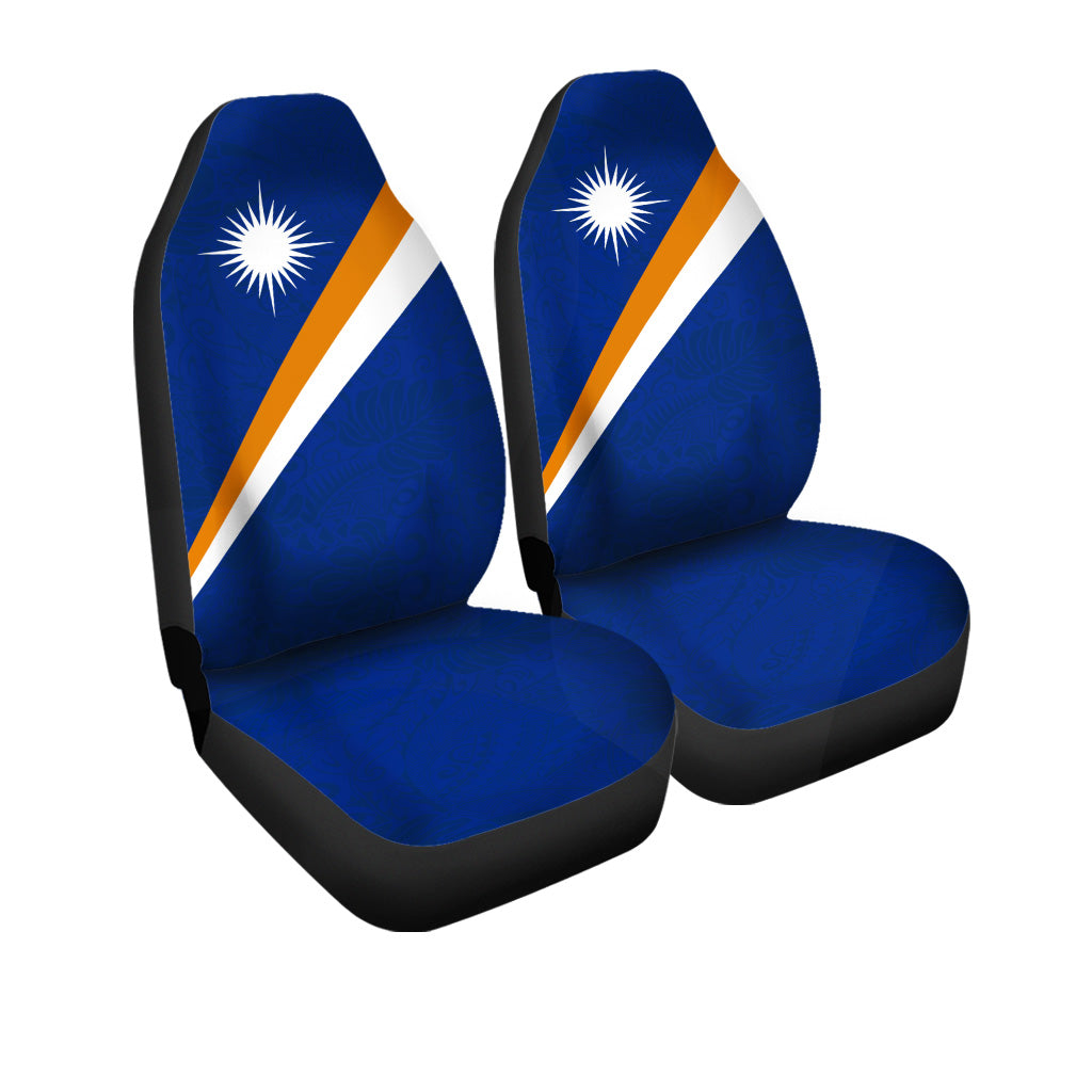 Marshall Islands Car Seat Covers - Marshall Islands Flag Micronesia Style Blue
