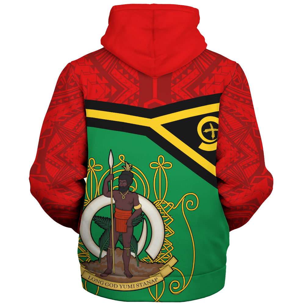 Vanuatu Sherpa Hoodie Melanesia Flag And Coat Of Arms