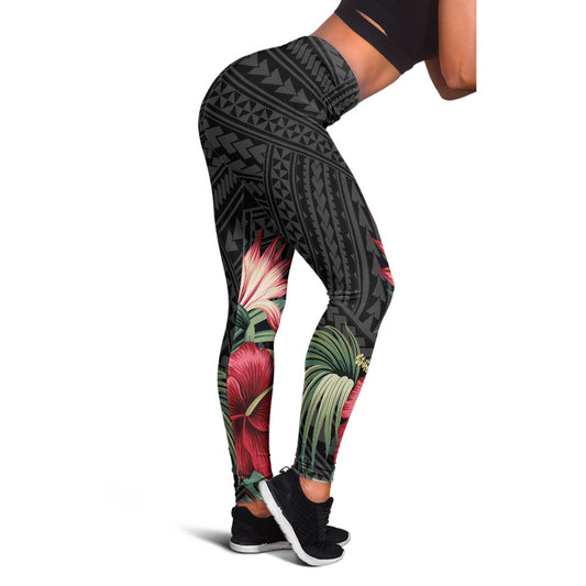 American Samoa Polynesian Legging - Tropical Vintage Hibiscus