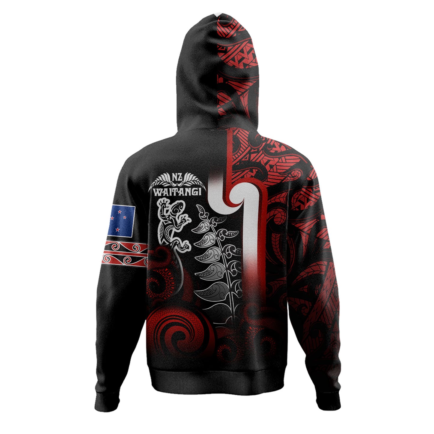 New Zealand Gradient Hoodie - Maori Tino Rangatiratanga With Lizard And Silver Fern