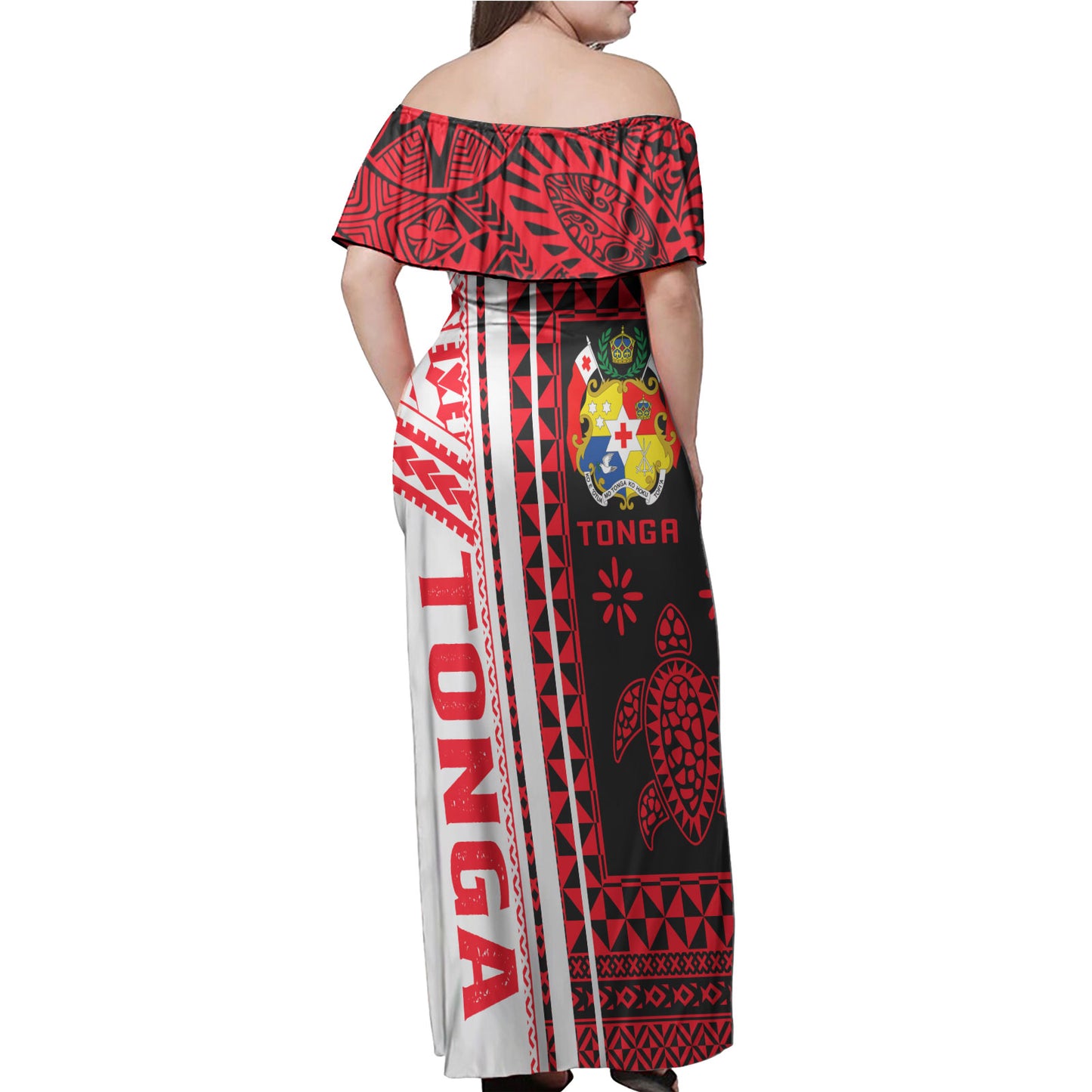 Tonga Woman Off Shoulder Long Dress - Custom Proud To be Tongan Polynesian Patterns With Tonga Kupesi