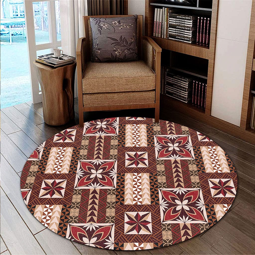 Samoa Round Rug Siapo Pattern Print