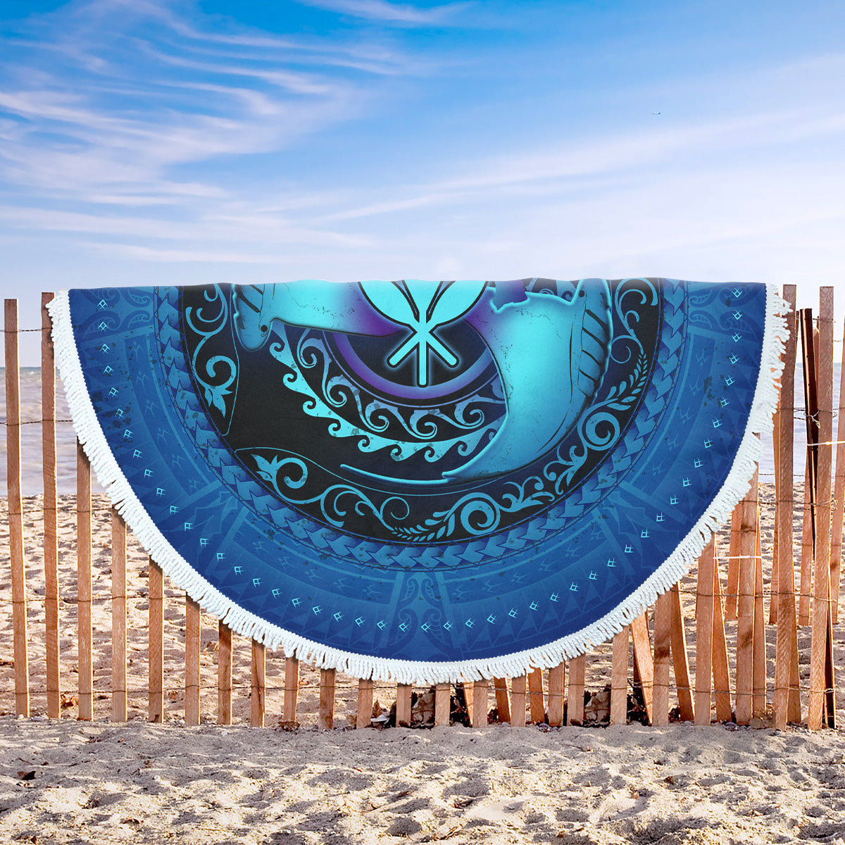 Hawaii Beach Blanket Manta Ray Couple Polynesian Ocean Style