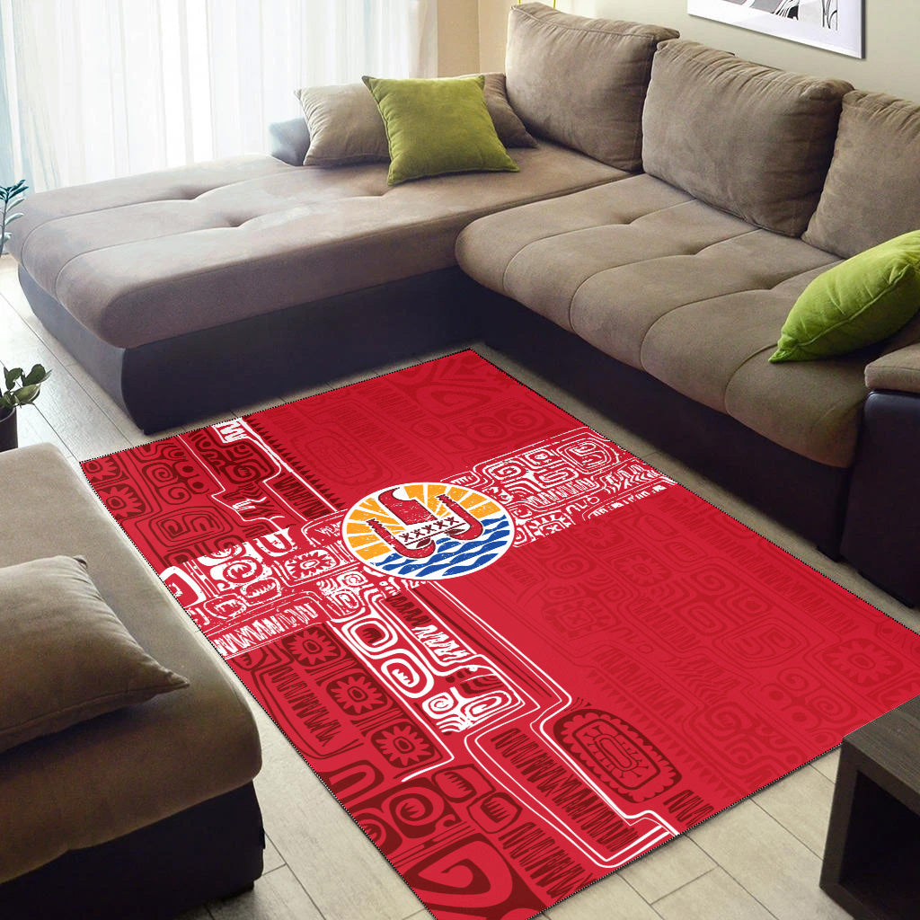 Tahiti Area Rug French Polynesia Pattern Vintage Style