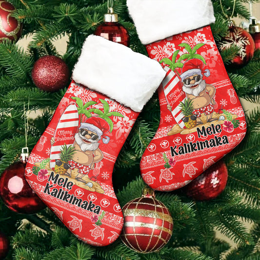 Hawaii Christmas Stocking - Mele Kalikimaka Merry Christmas Tree Pineapple Tropical