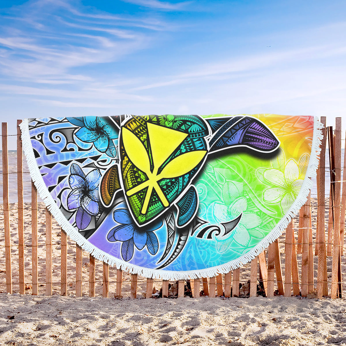 Hawaii Beach Blanket Hawaii Map And Turtle Tribal Patterns