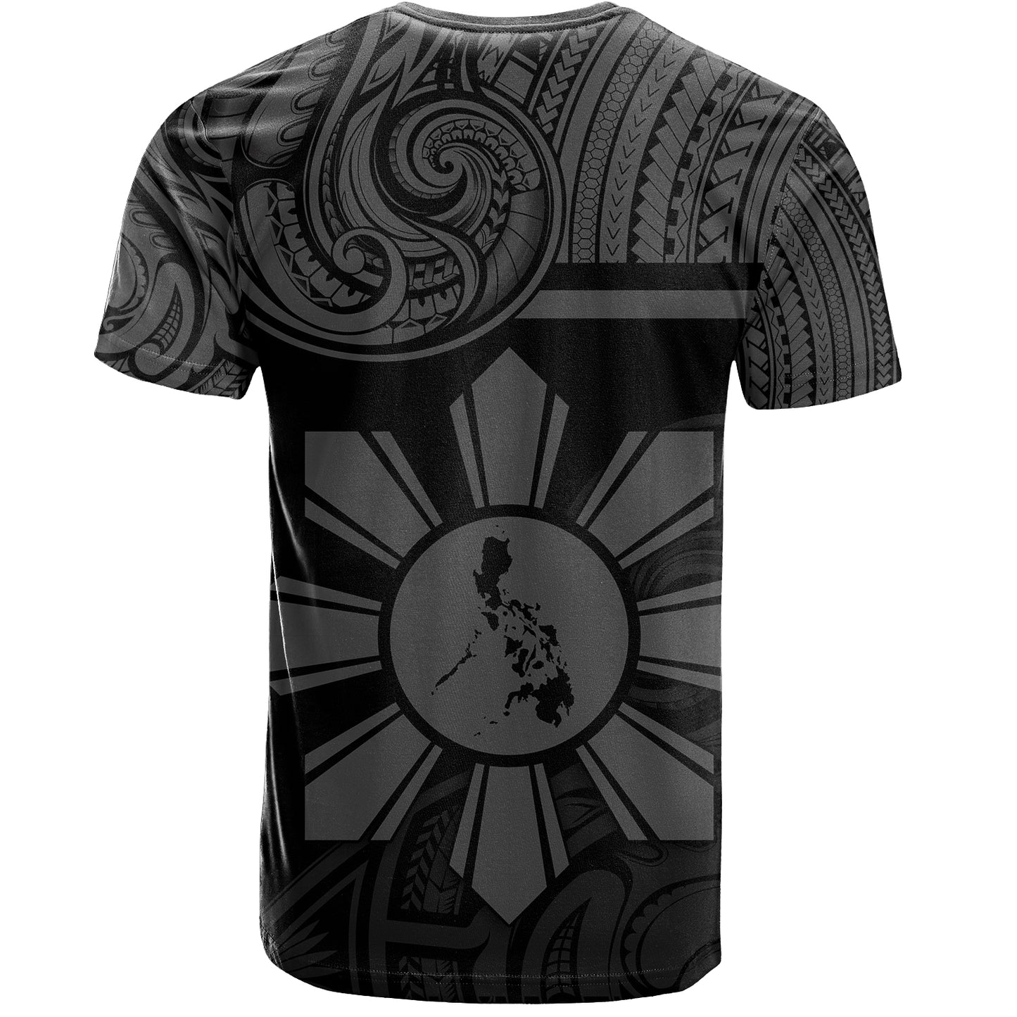 Philippines Filipinos T-Shirt Polynesian Tribal Sun And Map Original Style