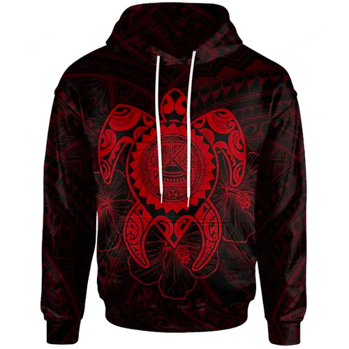 American Samoa Polynesian Hoodie - Vintage Polynesian Turtle (Red)
