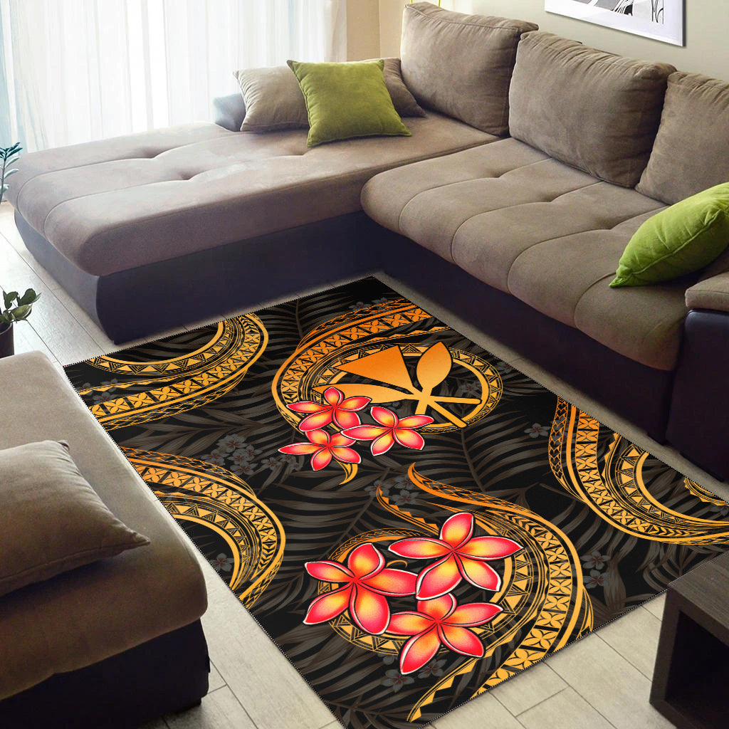 Hawaii Polynesian Area Rug - Gold Plumeria