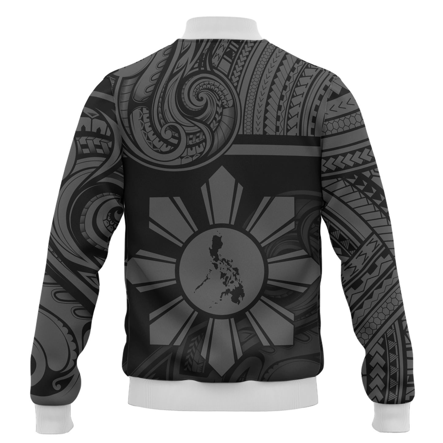 Philippines Filipinos Baseball Jacket Polynesian Tribal Sun And Map Original Style