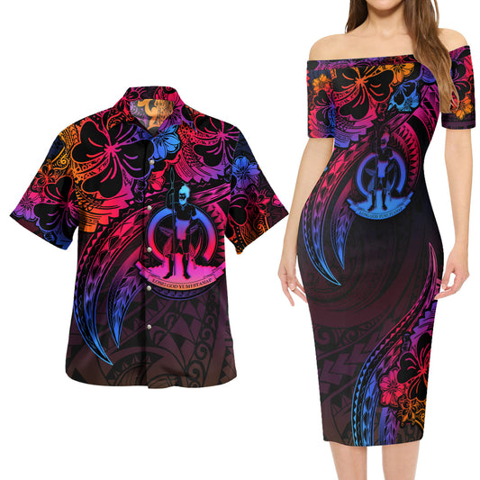 Vanuatu Combo Short Sleeve Dress And Shirt Rainbow Style