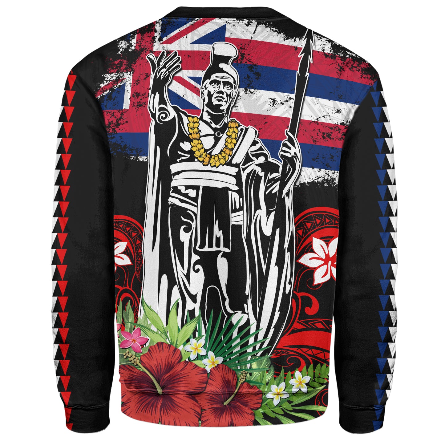 Hawaii Sweatshirt King Kamehameha I Tribal Flag Tropical Style