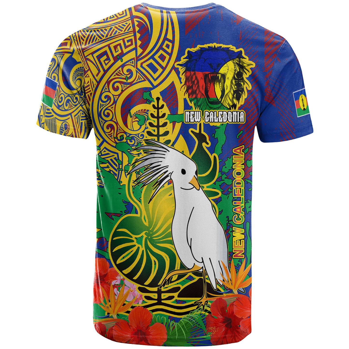 New Caledonia Pride T-shirt - Custom New Caledonia National Emblem With Cagou And Hibiscus Polynesian T-shirt