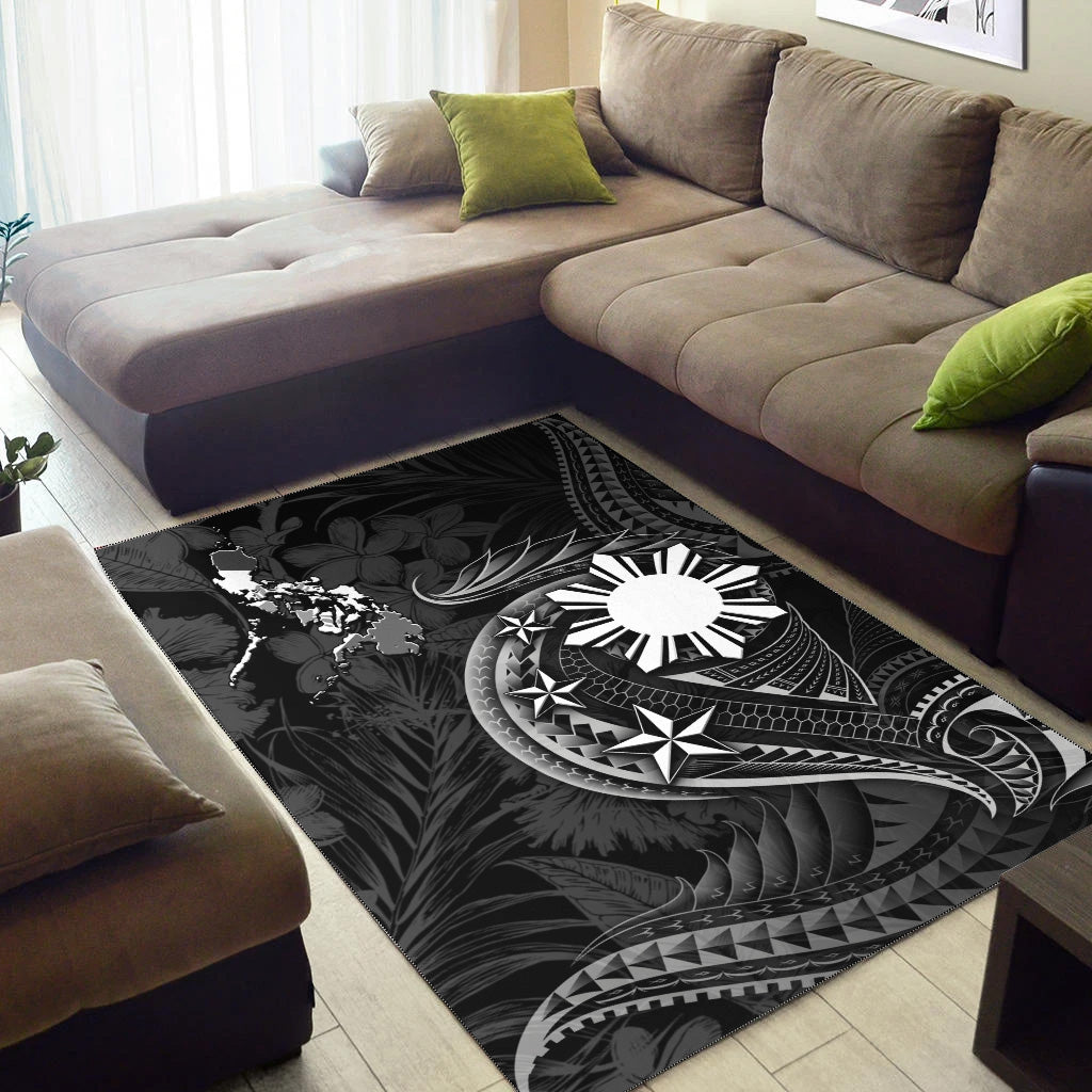 Philippines Filipinos Area Rug Philippines Sun Tribal Patterns Tropical Flowers Curve Style