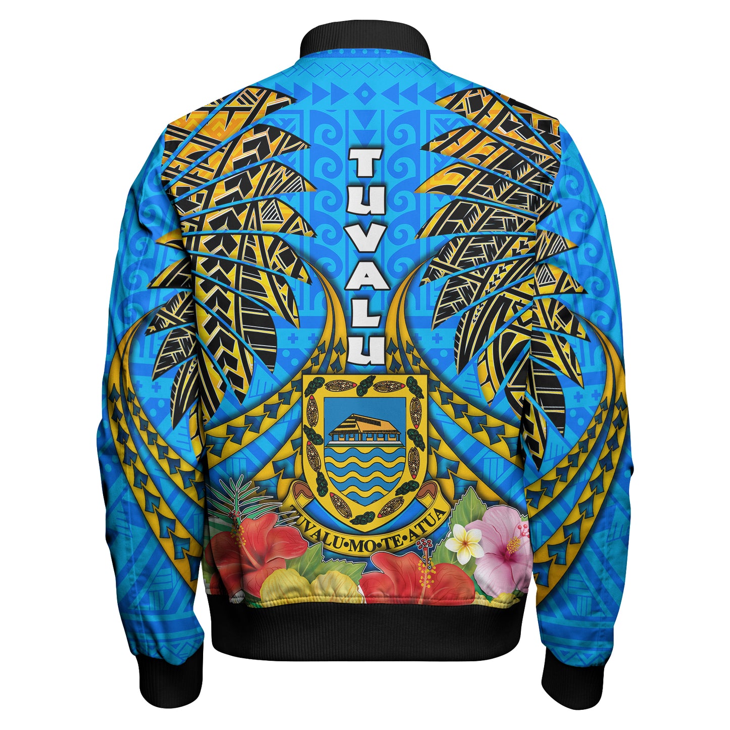 Tuvalu Polynesian Bomber Jacket - Tuvalu Independence Day with Polynesian Hibiscus