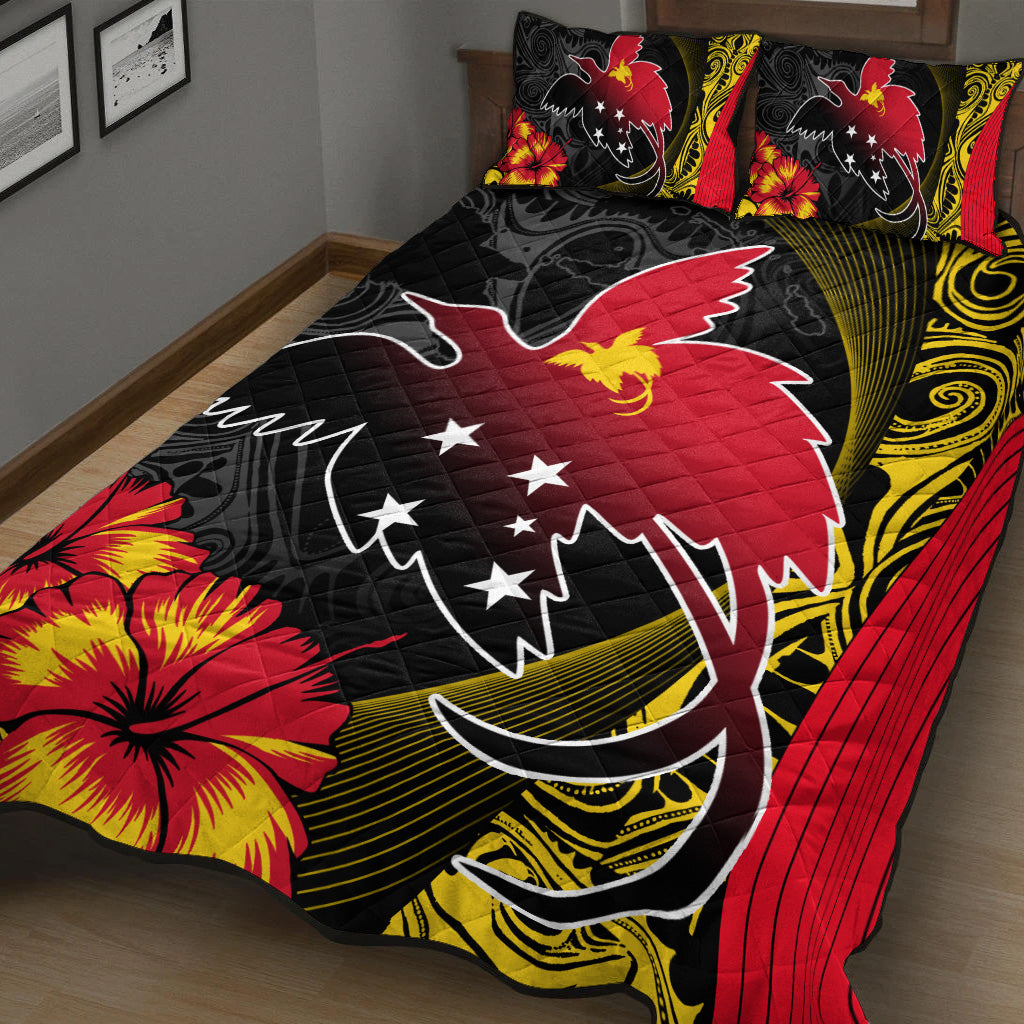 Papua New Guinea Quilt Bed Set Paradise Bird With Tribal Pattern