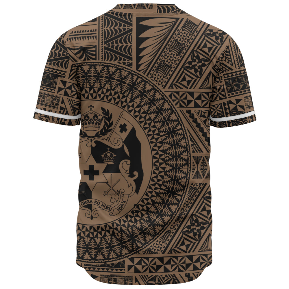 Tonga Baseball Shirt Royal Seal Tribal Pattern