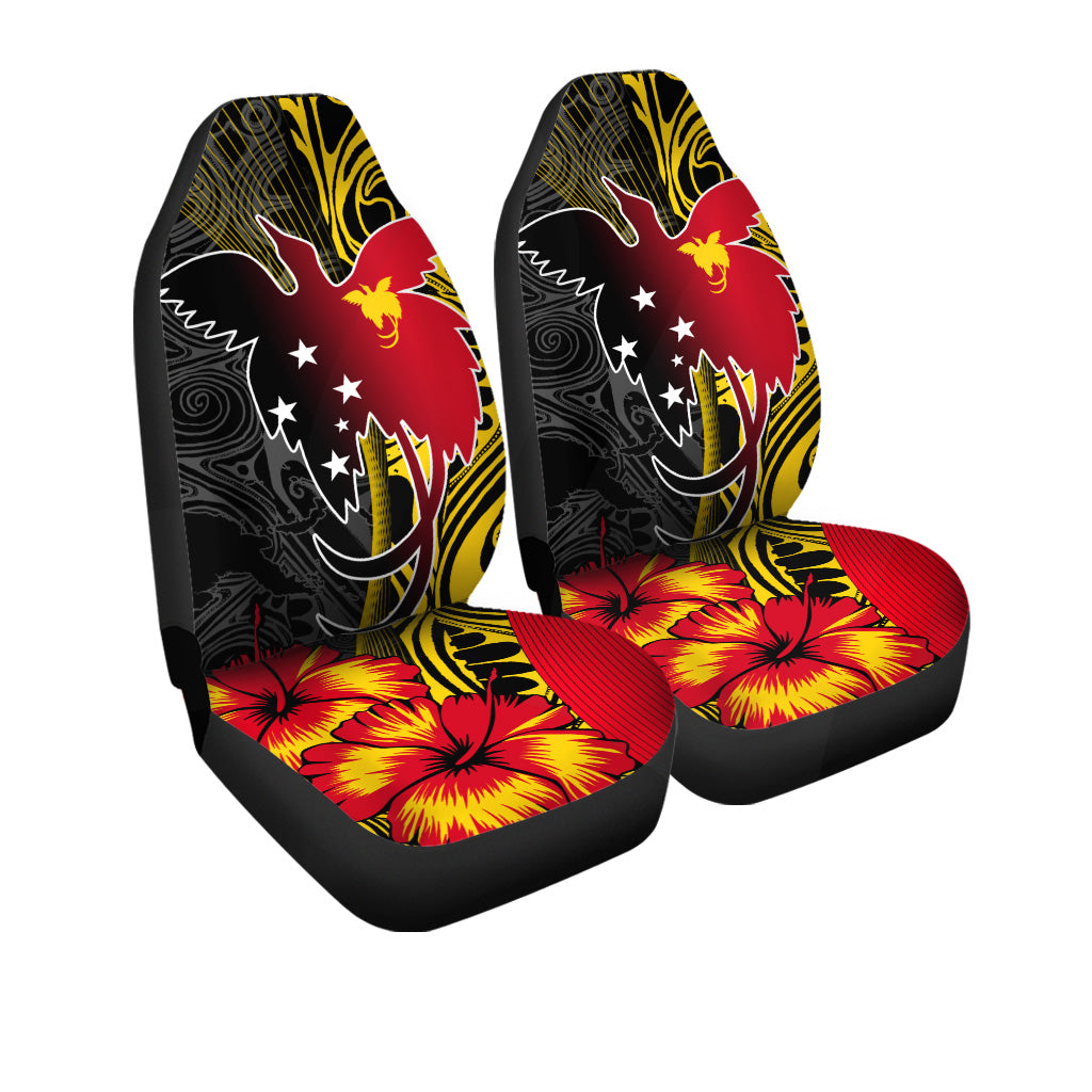 Papua New Guinea Car Seat Covers Paradise Bird With Tribal Pattern