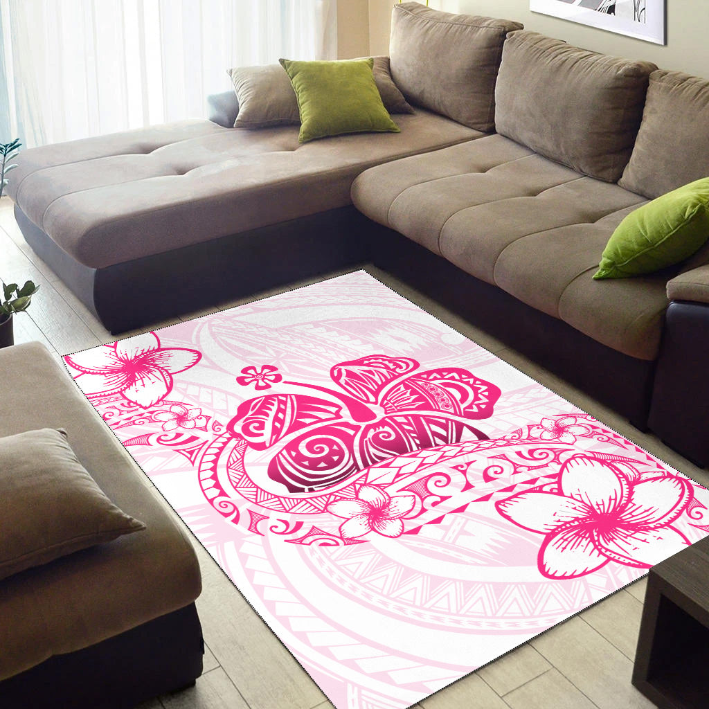Hawaii Area Rug Pink Hibiscus And Plumeria Flowers Polynesian Decor
