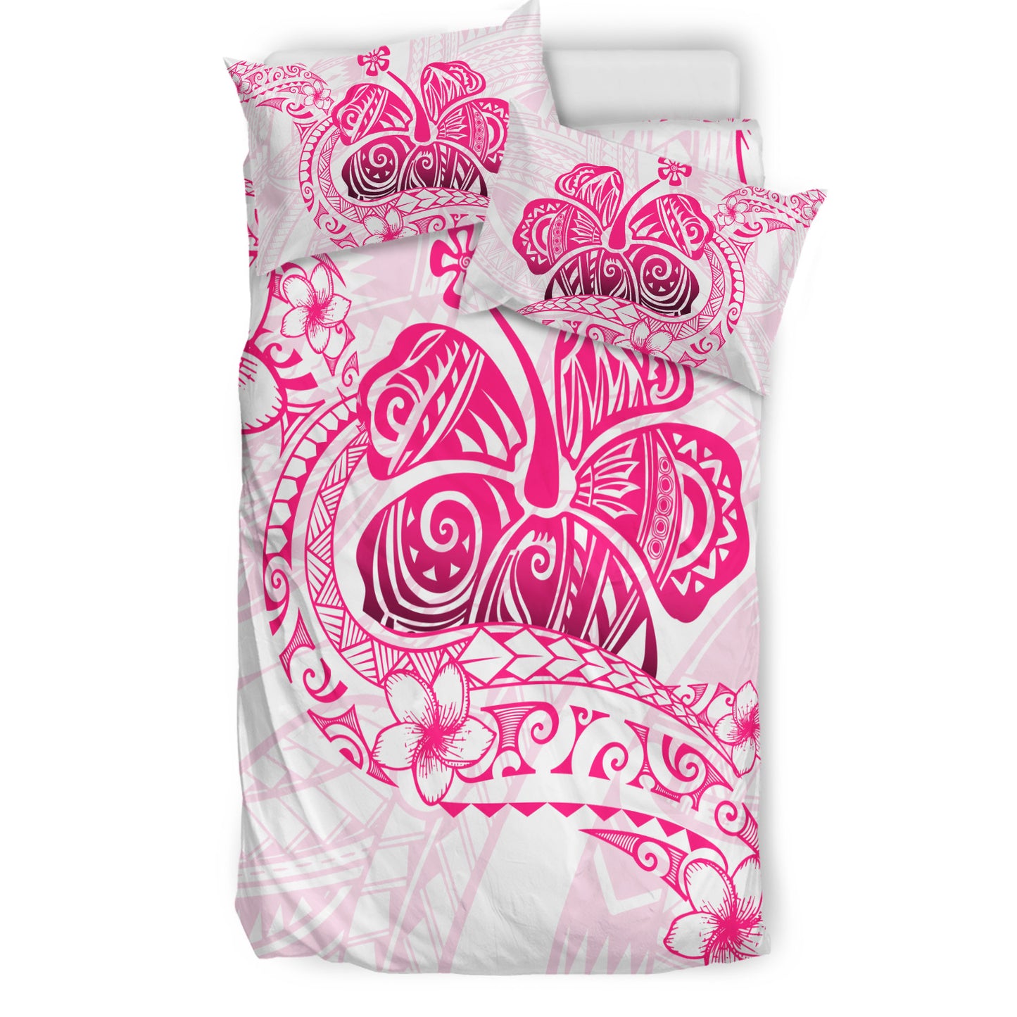 Hawaii Bedding Set Pink Hibiscus And Plumeria Flowers Polynesian Decor