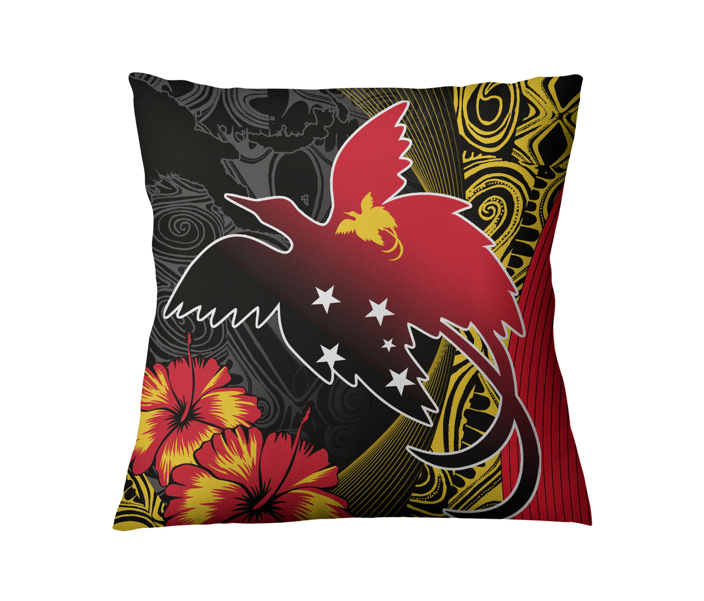 Papua New Guinea Pillow Cover Paradise Bird With Tribal Pattern
