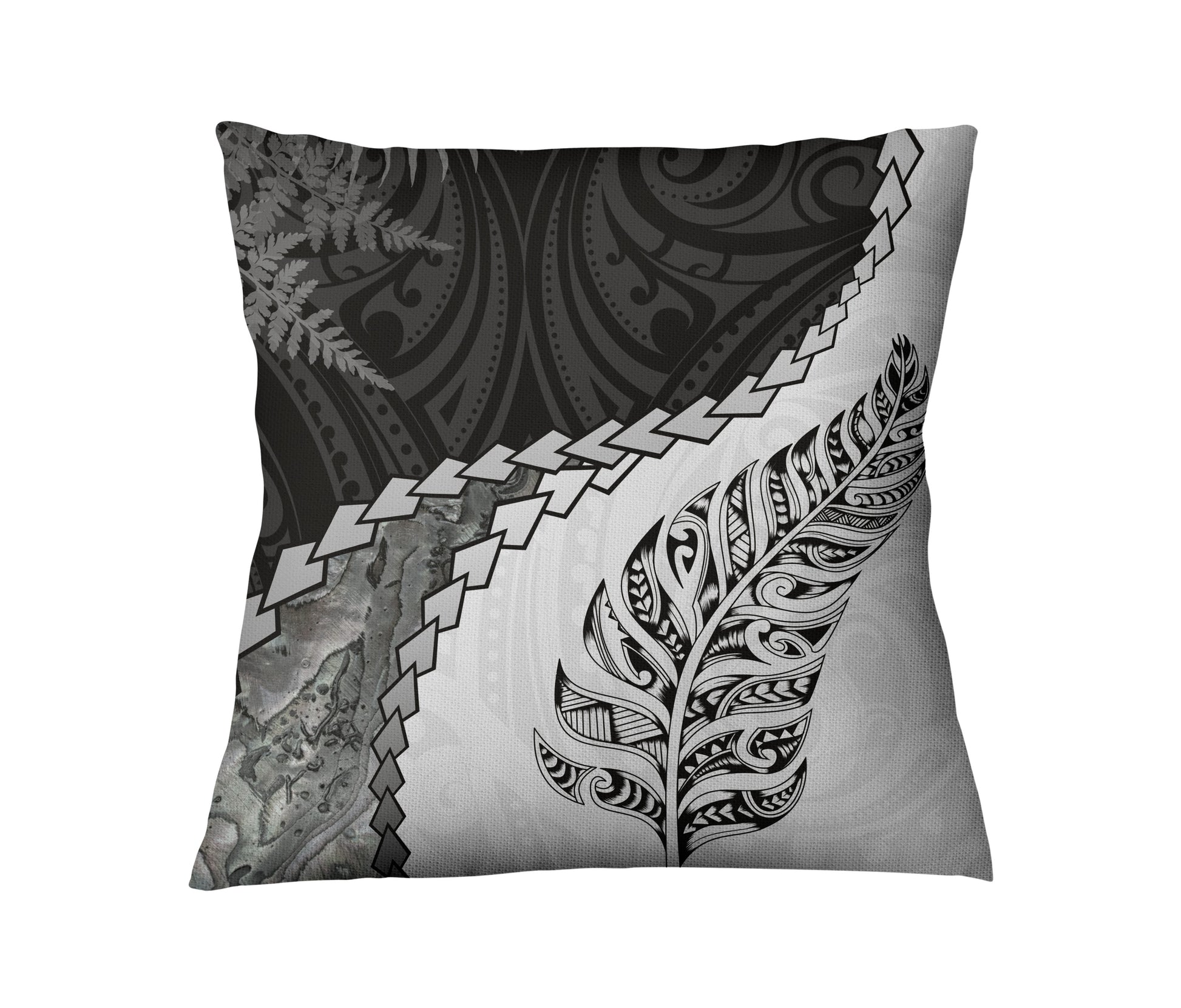 New Zealand Pillow Cover Silver Fern Maori Pattern