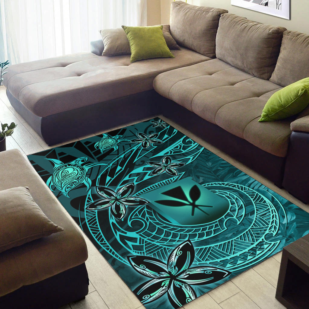 Hawaii Area Rug Kanaka Maoli Tropical Leaves Polynesian Pattern