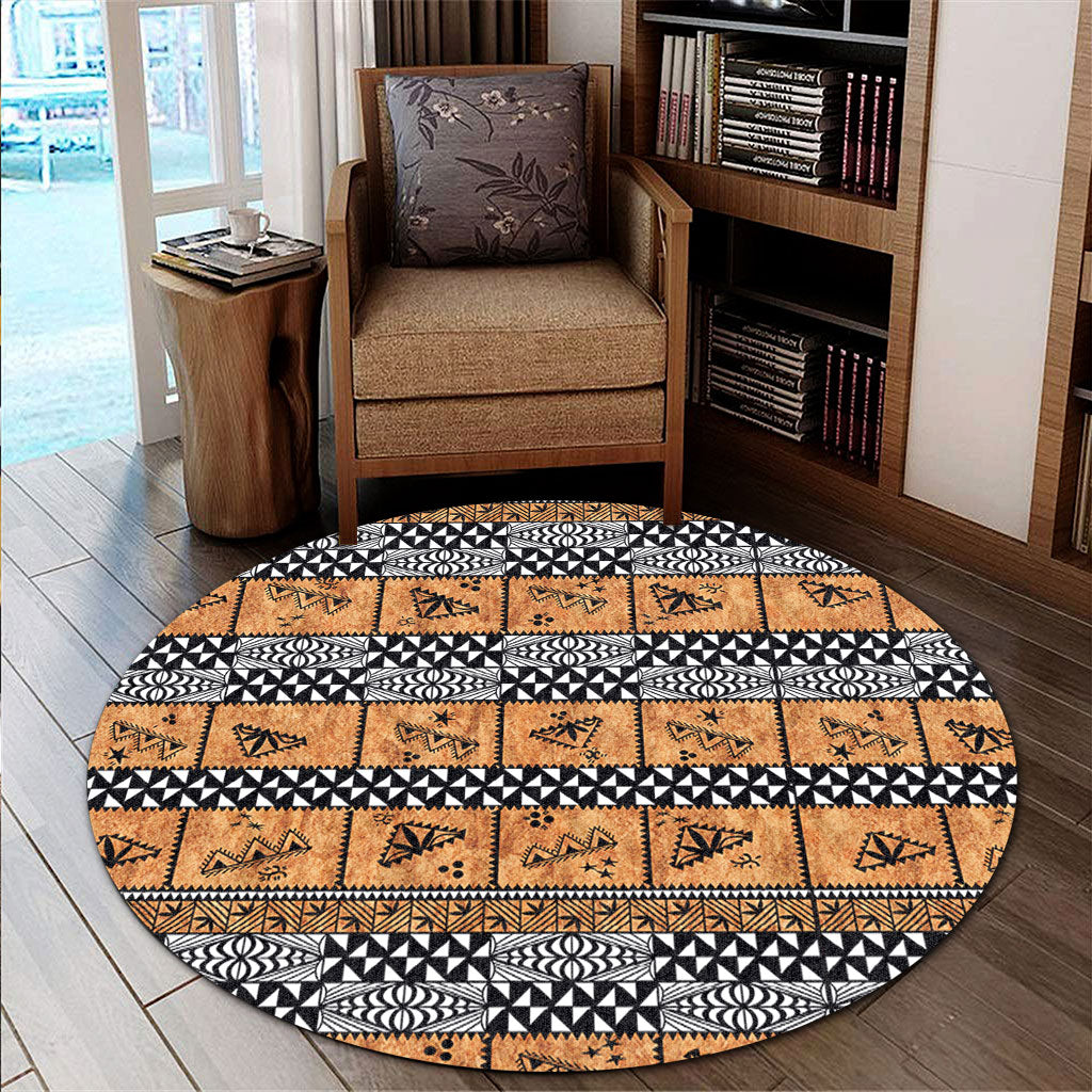 Tonga Round Rug Tapa Pattern