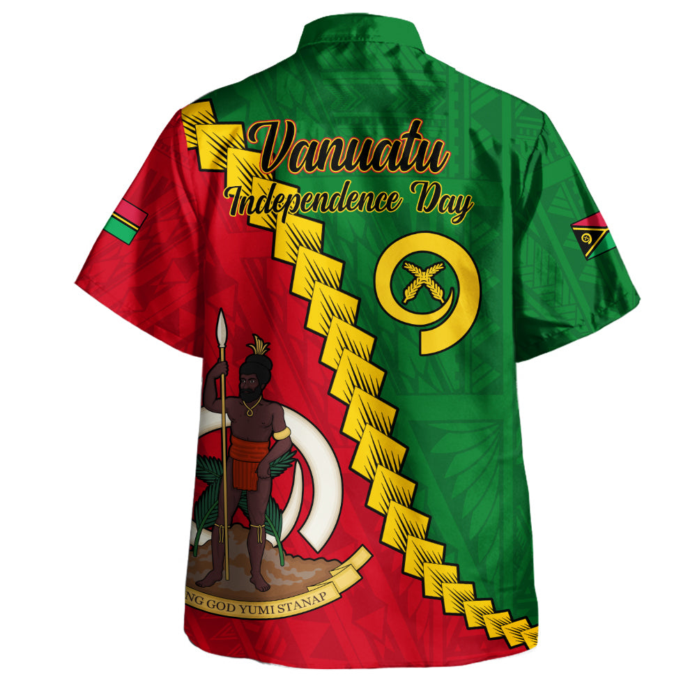 Vanuatu Hawaiian Shirt Tribal Coat Of Arms With Flag Independence Day