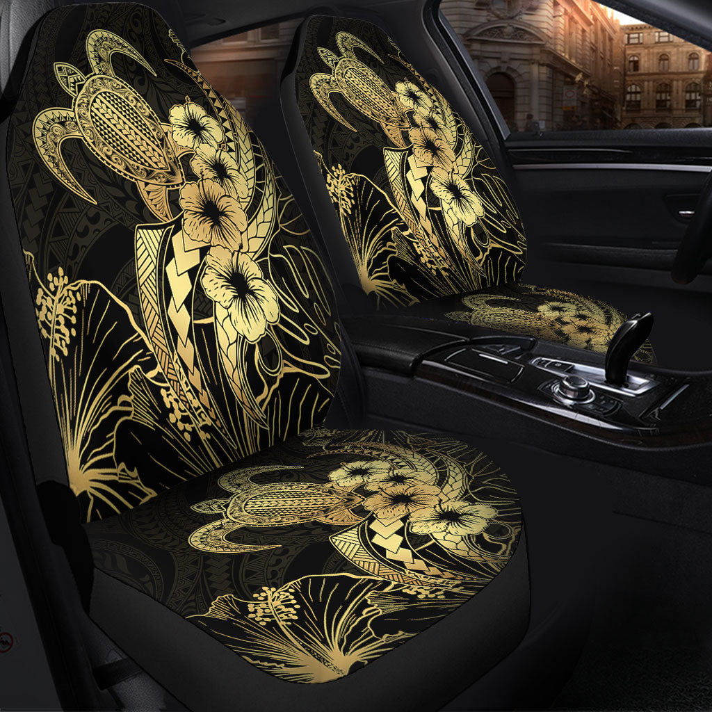 Hawaii Car Seat Covers Tribal Polynesia Floral Gold Art