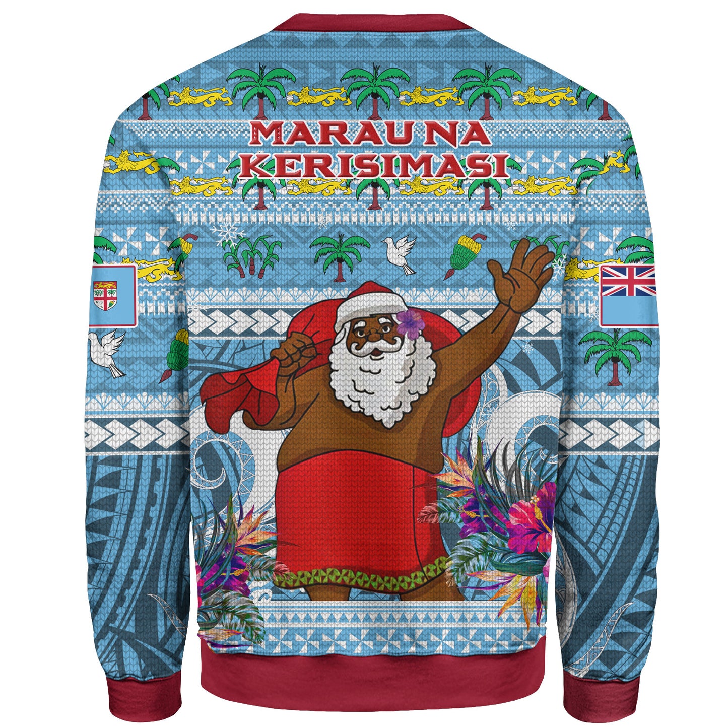 Fiji Sweatshirt Custom Merry Christmas Bula Santa Marau na Kerisimasi Fiji