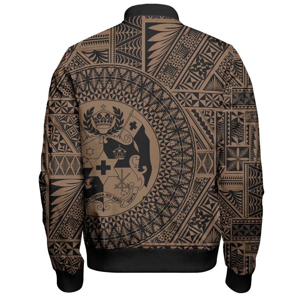 Tonga Bomber Jacket Royal Seal Tribal Pattern