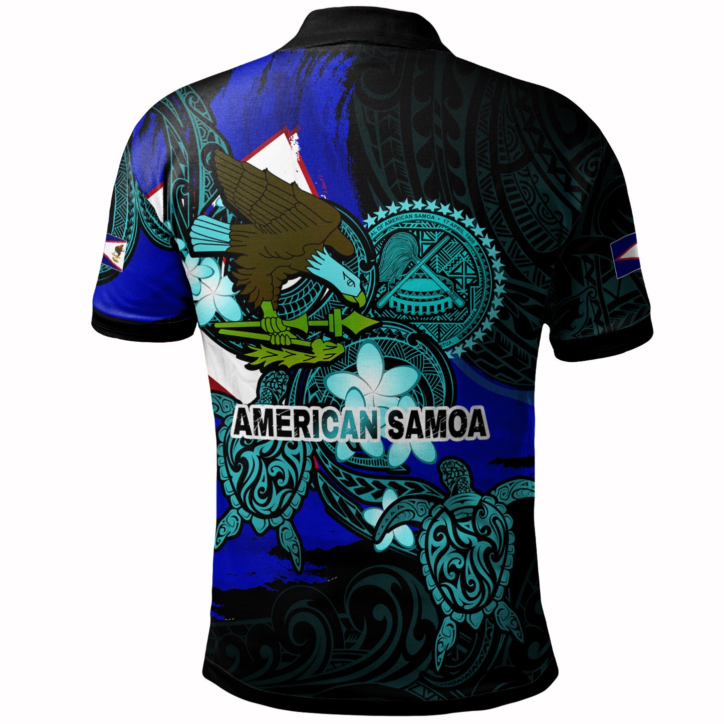 American Samoa Polo Shirt - American Samoa Independence Day With Bald Eagle And Polynesian Patterns