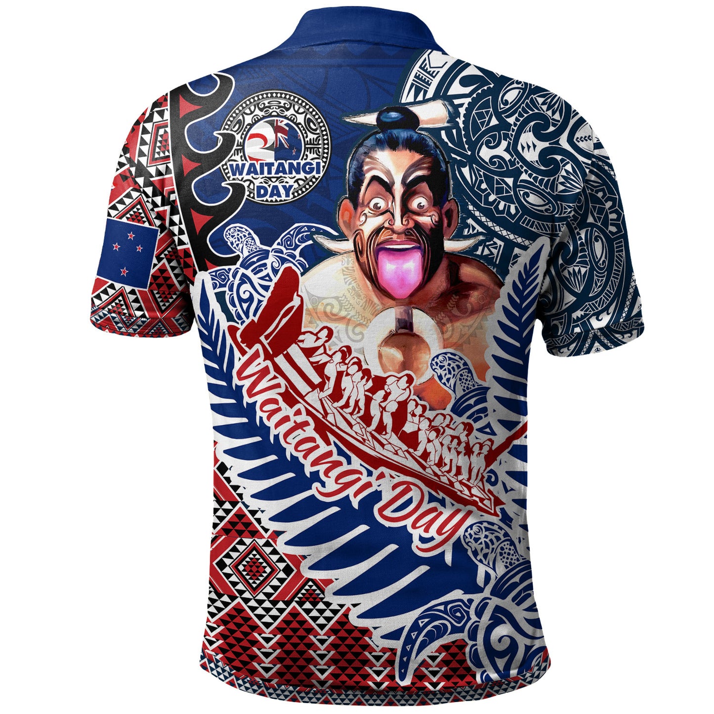 New Zealand Waitangi Day Polo Shirt - Maori Haka Dance With Waka Mataatua