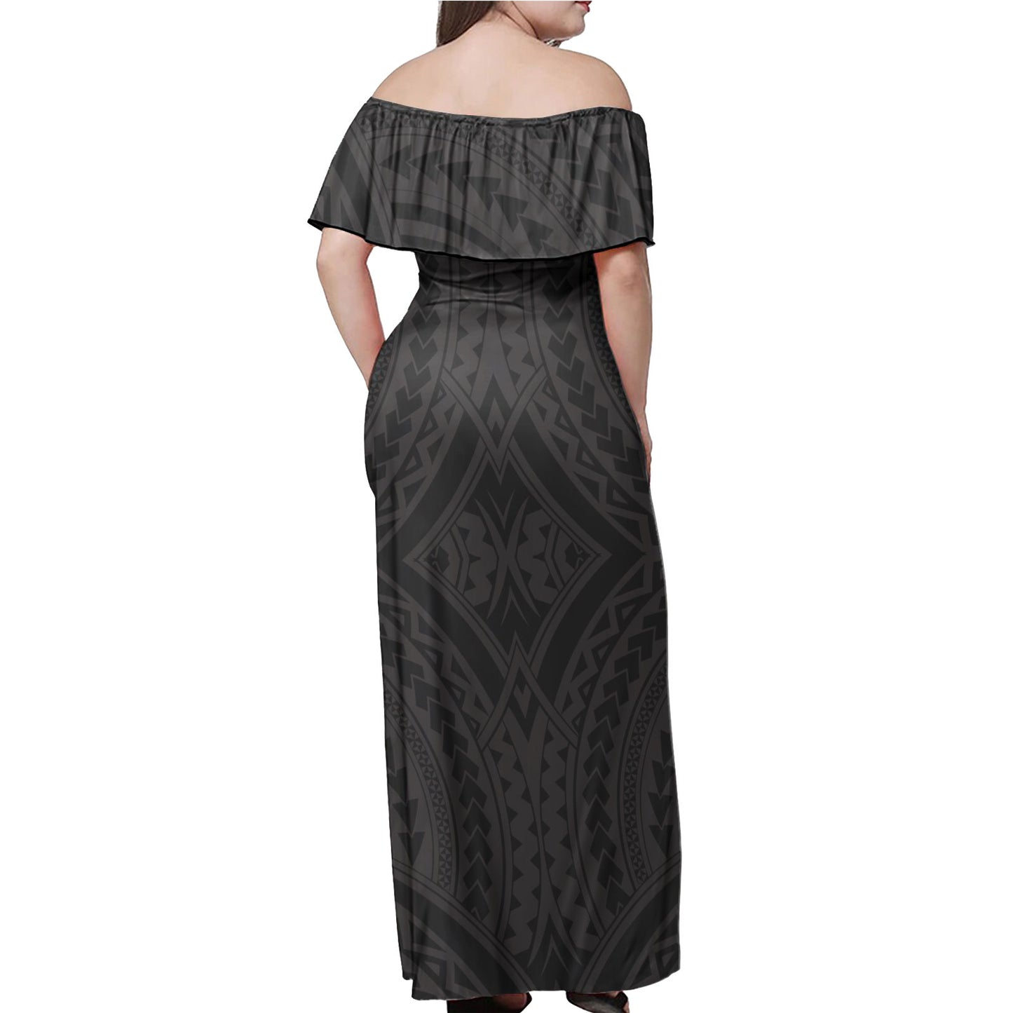 Hawaii Woman Off Shoulder Long Dress - Maui And Pele Create Hawai'i