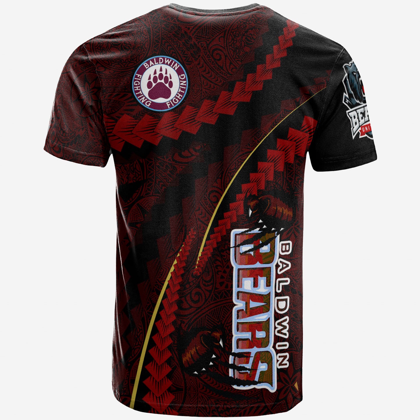 Hawaii Baldwin High School Custom Polynesian T-shirt - Baldwin Super Bears Polynesian Tribal Pattern Scratch Style