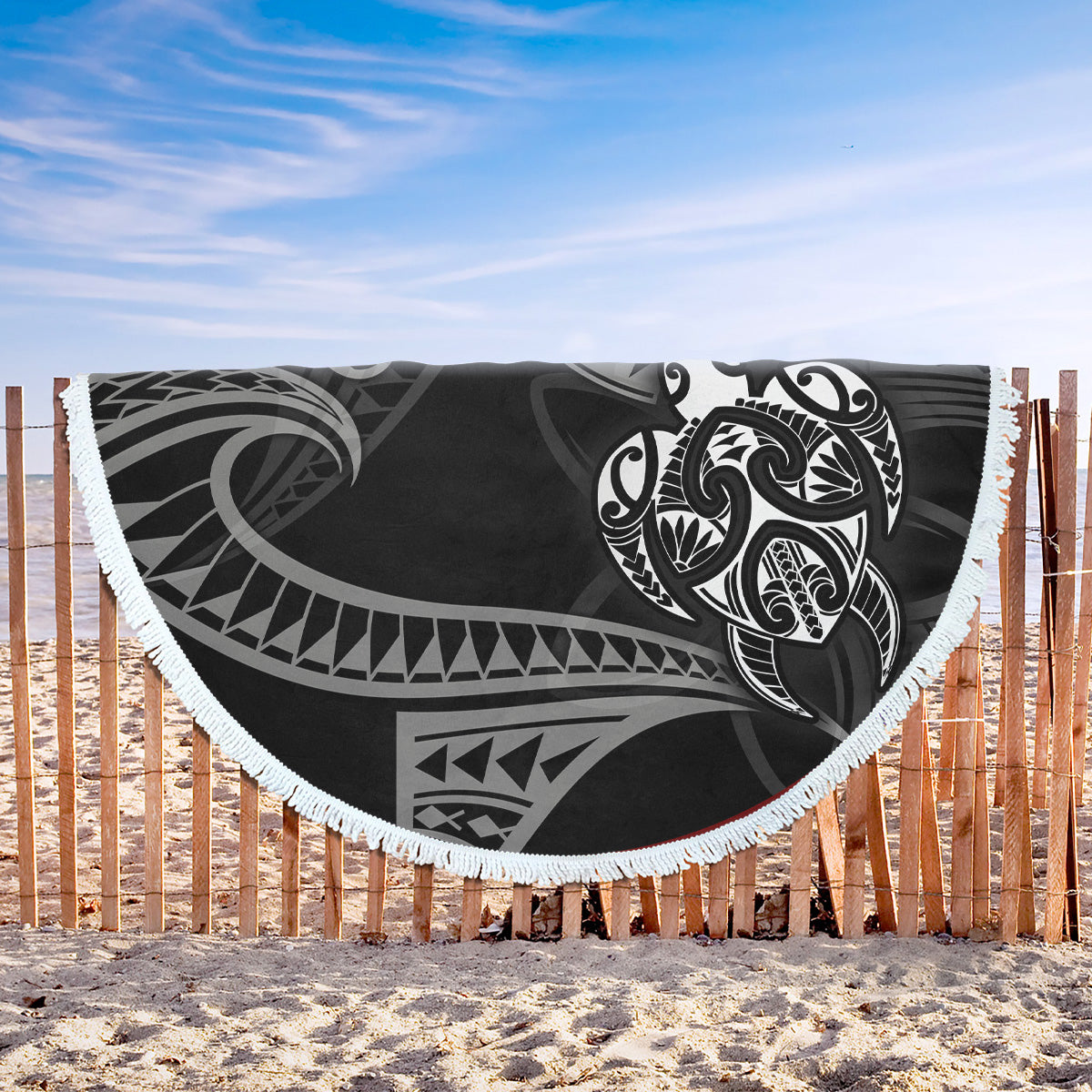 Hawaii Beach Blanket Hawaiian Turtle Honu Plumeria Tribal Tattoo