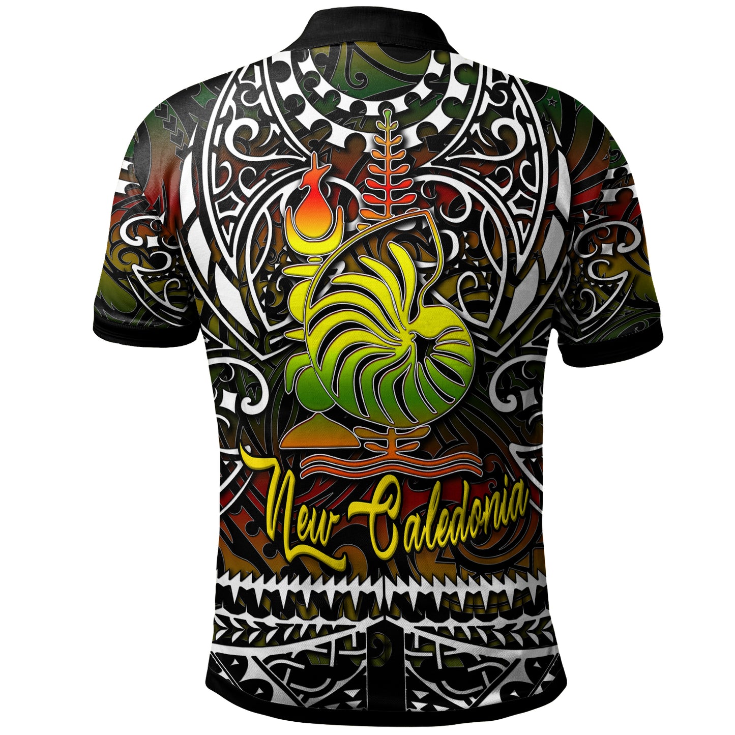 New Caledonia Polo Shirt - Custom New Caledonia Coat Of Arms Polynesian Pattern Polo Shirt