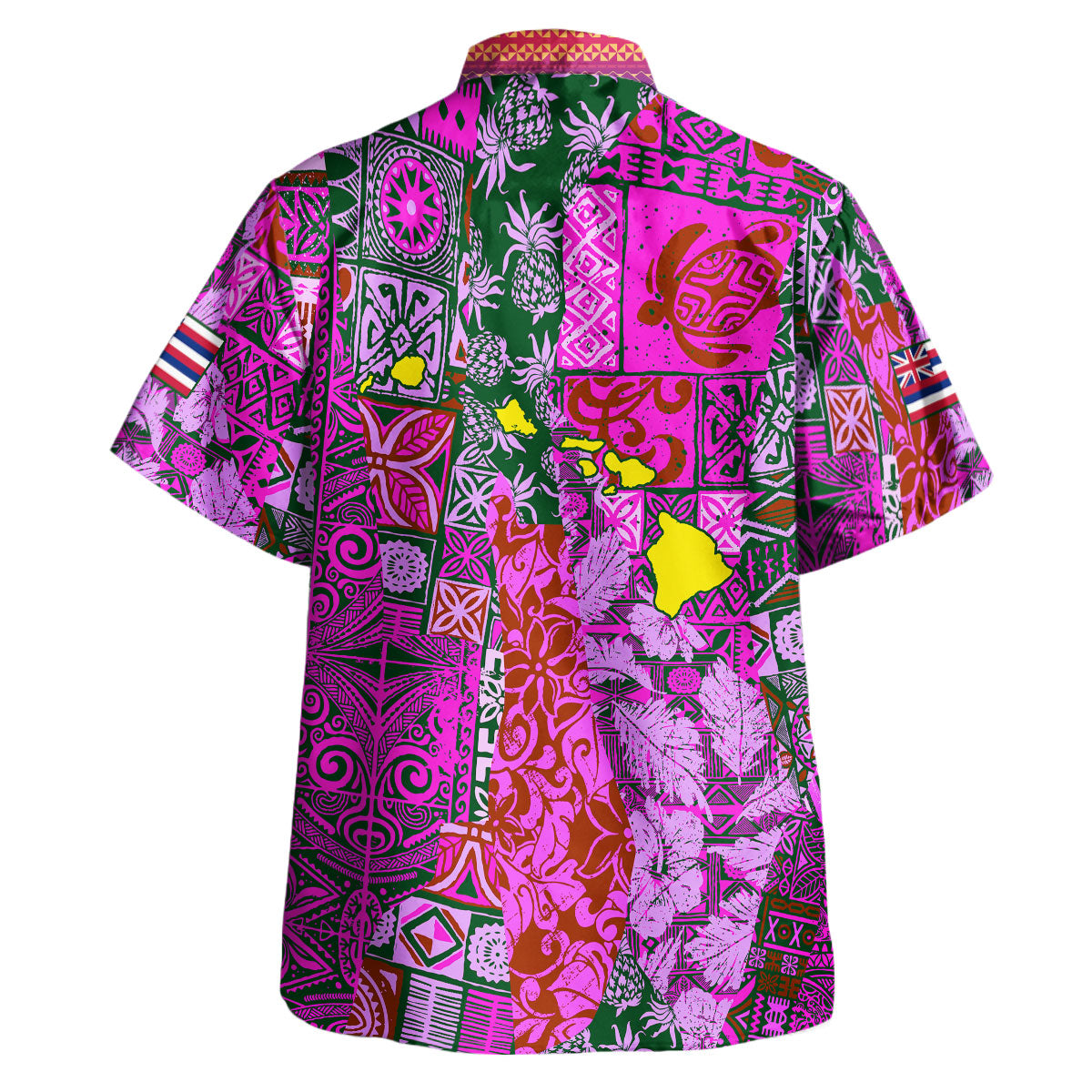 Hawaii Combo Dress And Hawaiian Shirt - Hawaiian style tapa fabric patchwork abstract vintage with Hawaii map