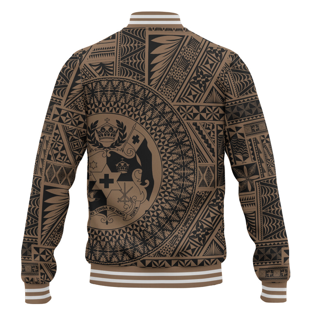 Tonga Baseball Jacket Royal Seal Tribal Pattern