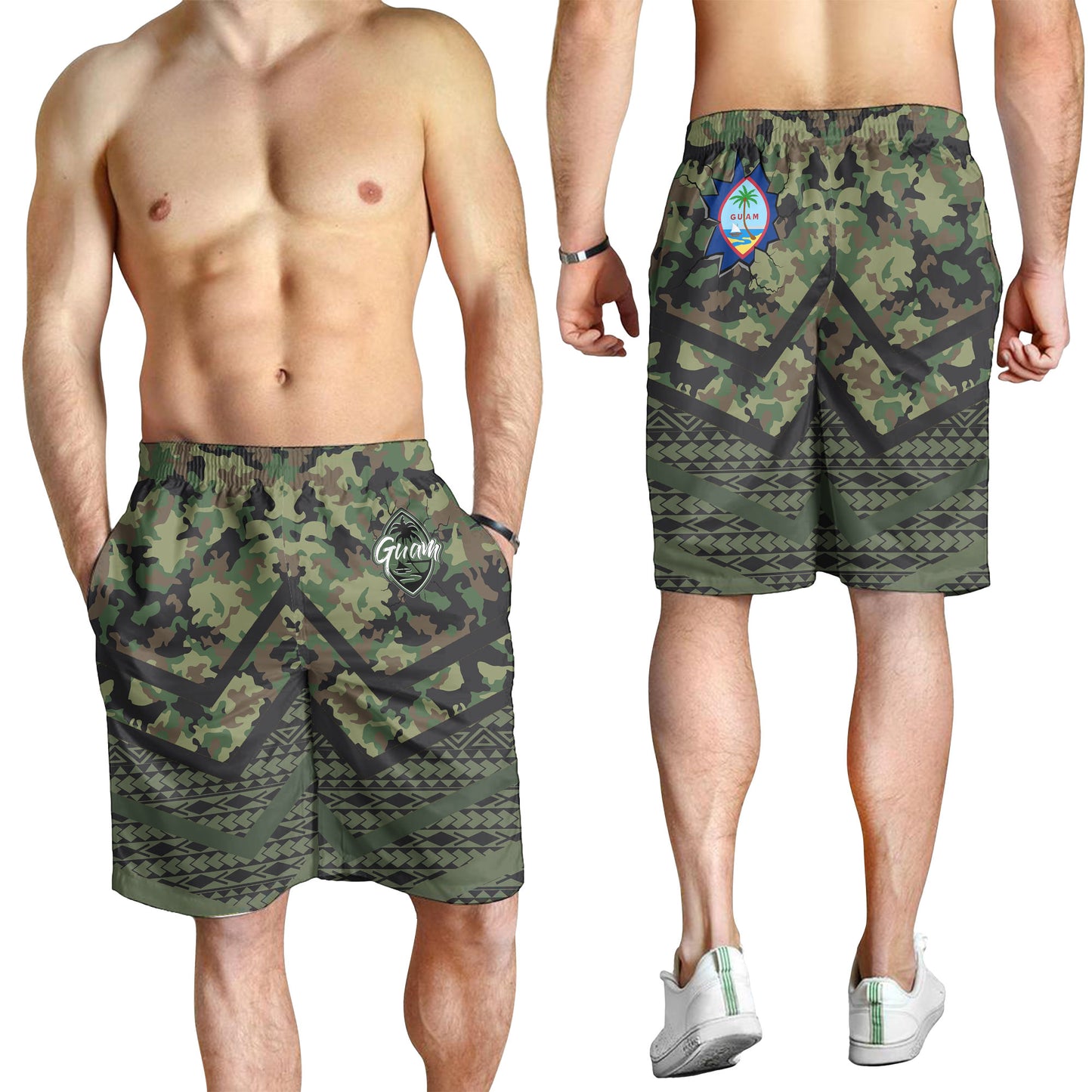 Guam Men Shorts - Custom Guam Camo Deluxe Polynesian Tattoo