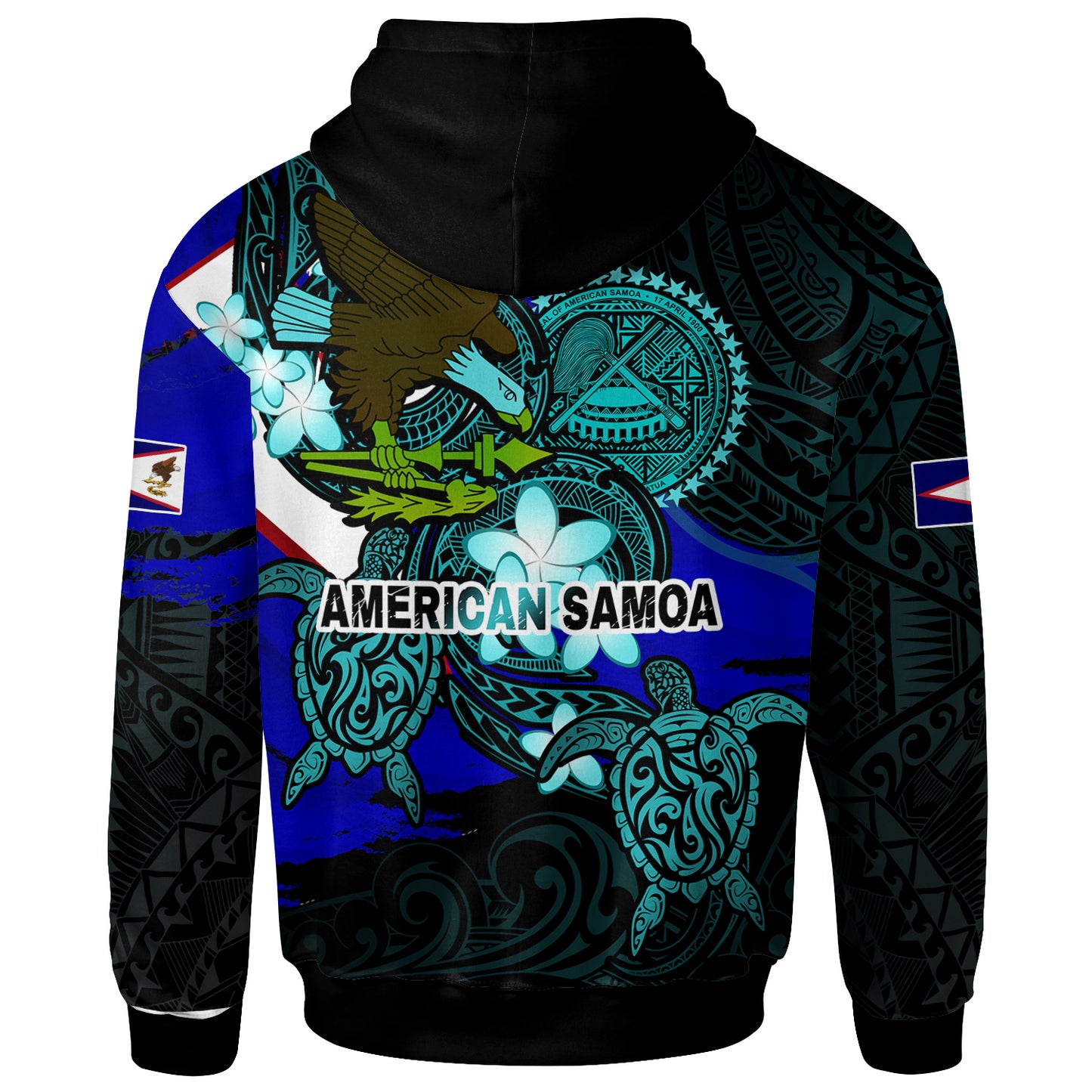 American Samoa Hoodie - American Samoa Independence Day With Bald Eagle And Polynesian Patterns