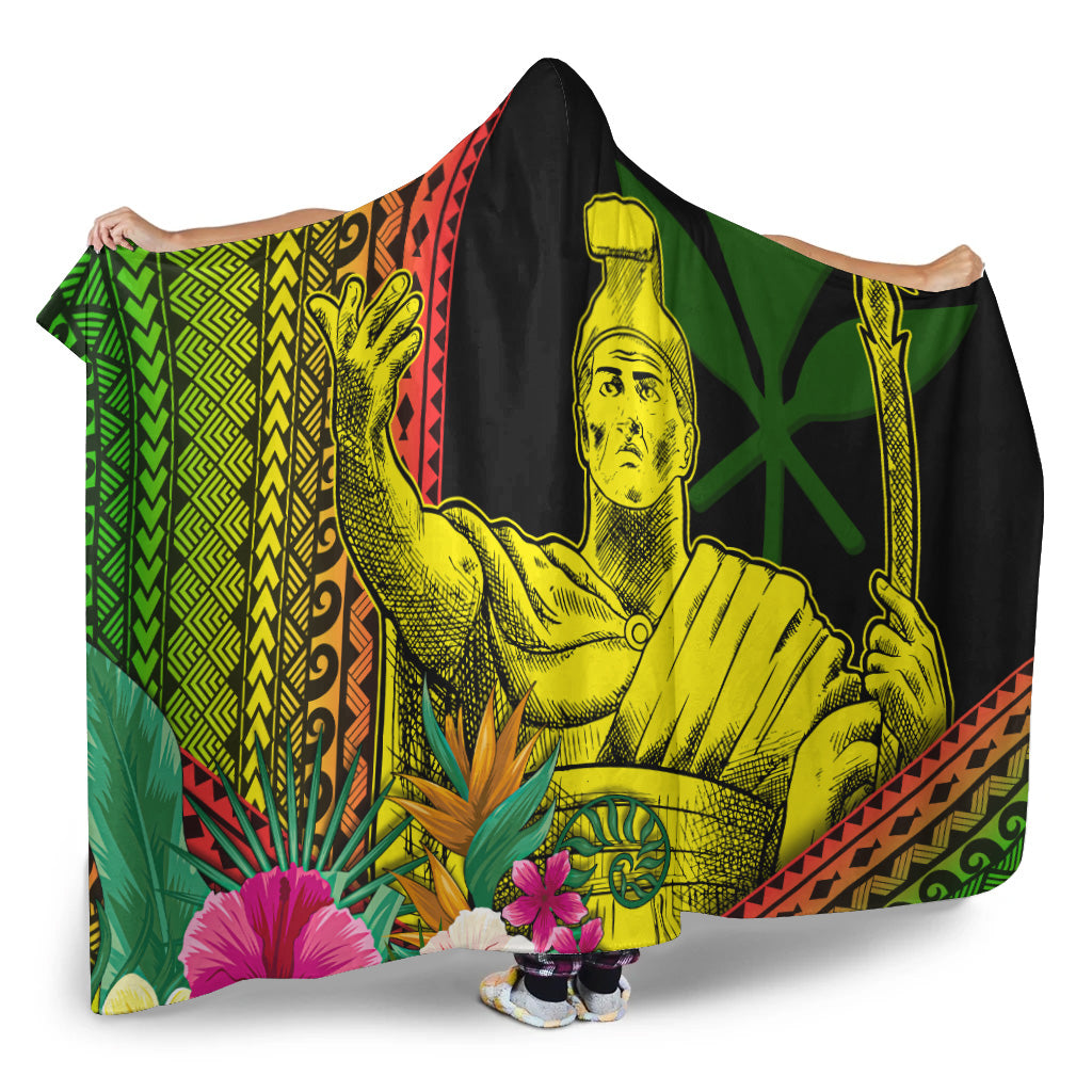 Hawaii Hooded Blanket King Kamekameha Kanaka Maoli Polynesian Pattern