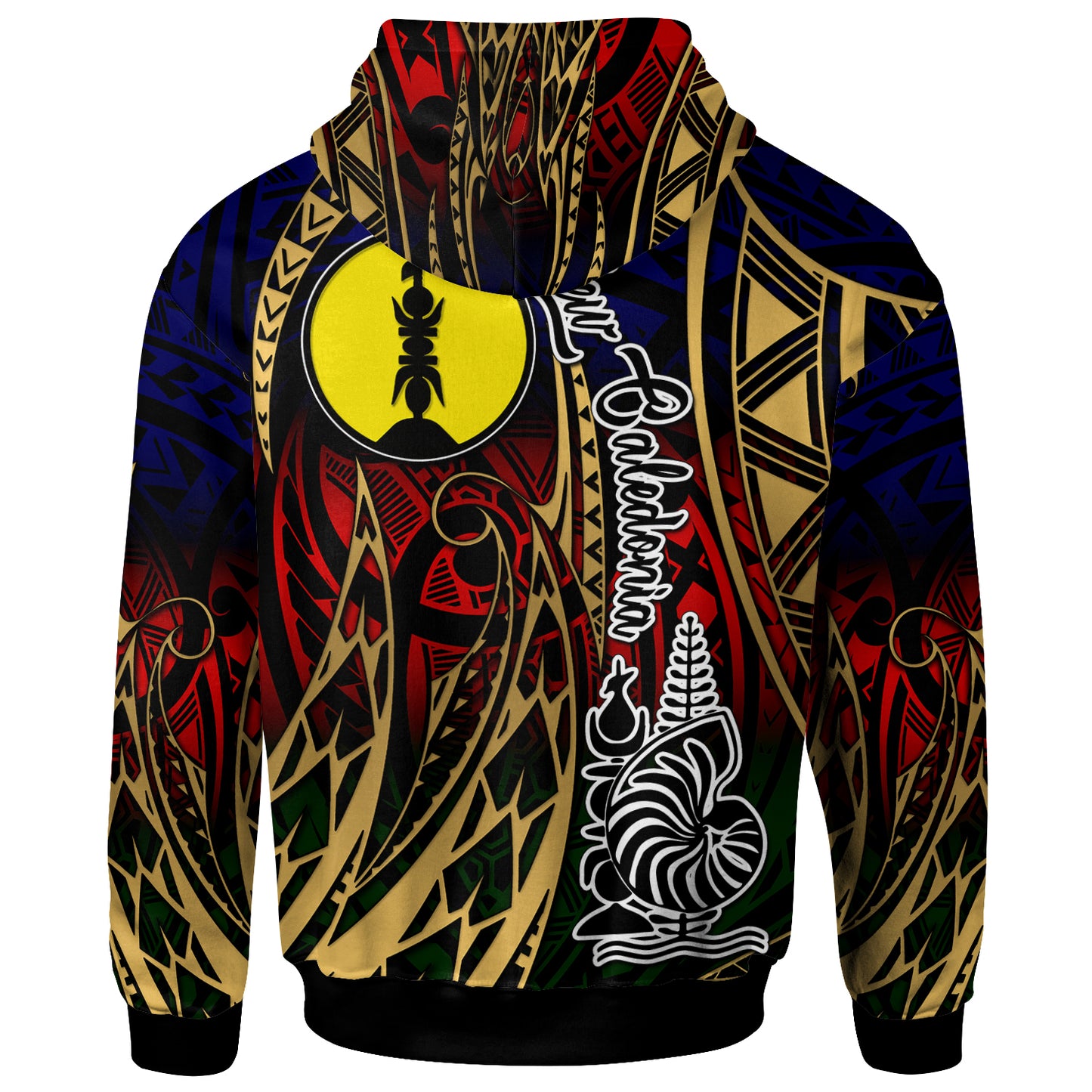New Caledonia Hoodie - Custom New Caledonia Flag Coat Of Arms Polynesian Pattern Hoodie