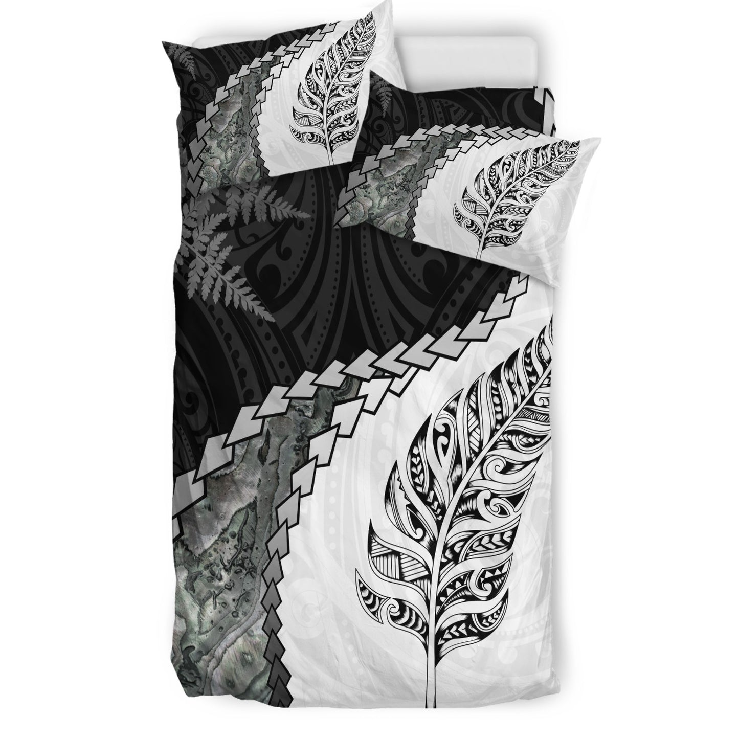 New Zealand Bedding Set Silver Fern Maori Pattern